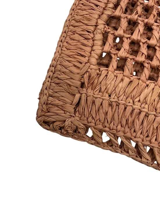 CHLOE SUMMERY BEIGE SUMMER BANANA LOGO RAFFIA CROCHET TOTE BAG - Picture 13 of 16